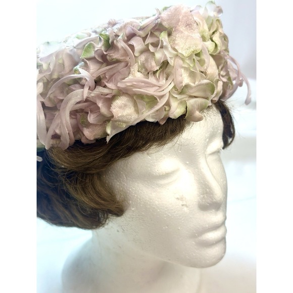 1960's Original Antique Retro Ladies Flower Floral‎ Vintage  Hat - Picture 2 of 10